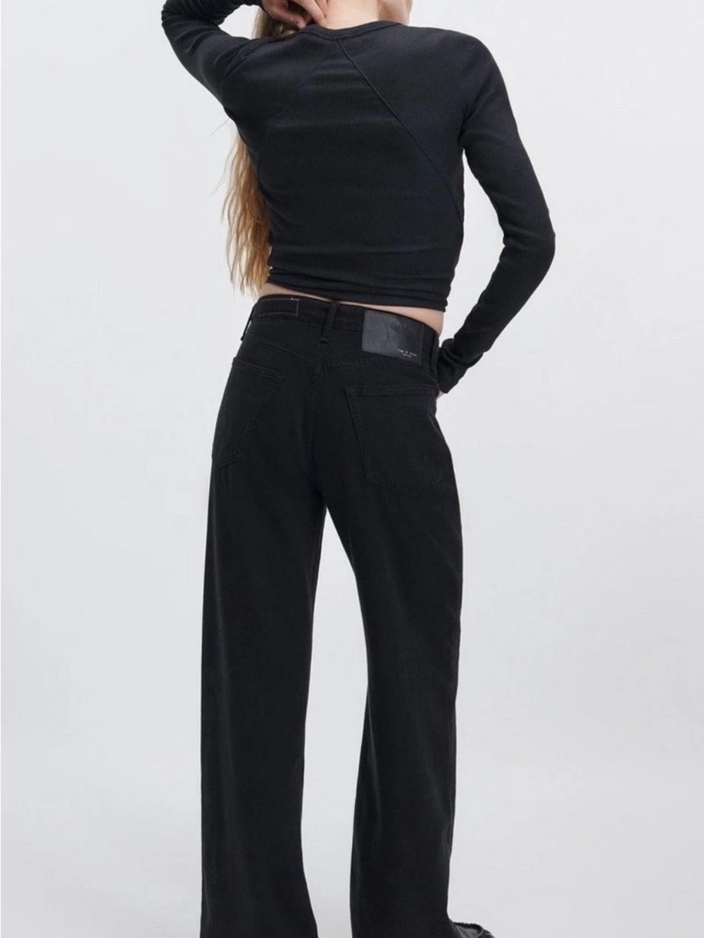 rag & bone Logan Mid Rise Wide-Leg Featherweight Black Jeans Size 27 - Picture 2 of 7